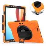 [Built-in Hand Holder Strap] 360° Swivel Kickstand  PC + Silicone Tablet Combo Shell for Microsoft Surface Pro X – Orange