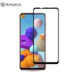 AMORUS Full Glue Full Cover Silk Printing Tempered Glass  Screen Film for Samsung Galaxy A21s – Black