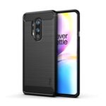 MOFI Carbon Fiber Brushed TPU Protection Cover for OnePlus 8 Pro – Dark Black