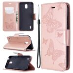 Imprint Butterfly Wallet Leather Stand Case for Nokia 1.3 – Rose Gold