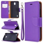 Litchi Skin with Wallet Leather Stand Case for Nokia 1.3 – Purple