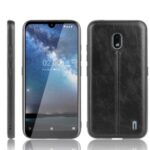 PU Leather Coated PC + TPU Hybrid Mobile Cover for Nokia 2.2 – Black