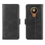 Double Clasp Flip Leather Wallet Stand Unique Case for Nokia 5.3 – Black