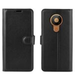 Litchi Skin Shell Magnetic Leather Case for Nokia 5.3 – Black