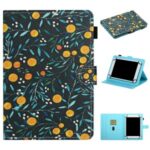 Pattern Printing Card Holder Stand Leather Tablet Case for 8-inch Tablets – Orange