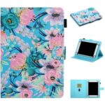 Pattern Printing Card Holder Stand Leather Tablet Case for 8-inch Tablets – Pink Flower