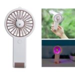Bunny Style USB Rechargeable LED Night Light Portable Mini Fan – White
