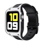 Dual-color TPU Protective Cover + Replacement Strap for Apple Watch Series 5/4 44mm /Series 3/2/1 42mm – Black/White