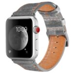 Crack Texture Genuine Leather Watch Band for Apple Watch Series 3 2 1 38mm/Series 5 4 40mm – Grey