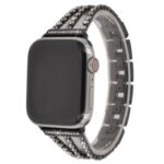 Rhinestone Decor Aluminum Alloy Watch Strap Replacement for Apple Watch Series 5/4 44mm / Series 3/2/1 42mm – Black