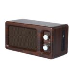 D60 Retro Wooden Surface Wireless Bluetooth Speaker Support TF Card U-Disk Play – Brown