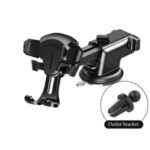 Suction Cup Car Phone Holder Mobile Phone Holder Car Holder for iPhone Huawei Xiaomi Samsung Etc. – Black (Dashboard+Air Outlet)