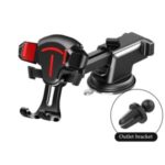 Suction Cup Car Phone Holder Mobile Phone Holder Car Holder for iPhone Huawei Xiaomi Samsung Etc. – Red (Dashboard+Air Outlet)