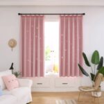 Hollow Stars Pattern Window Curtain Double Layer Living Room Bedroom Balcony Curtain – Pink//1x2m