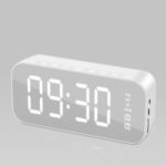 LED Alarm Clock with FM Radio Bluetooth Wireless Speaker Support Aux TF USB Wireless Music Player – White