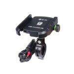 Motorcycle Bicycle Phone Holder Handlebar Clip Stand Bike Stand Fast Charging Bracket 360 Rotating – Black