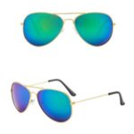 Anti UV Men Women Sport Glasses Daily Wear Stylish Sunglasses – Green Lens/Gold Frame