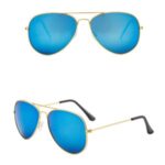 Anti UV Men Women Sport Glasses Daily Wear Stylish Sunglasses – Blue Lens/Gold Frame