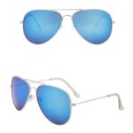 Anti UV Men Women Sport Glasses Daily Wear Stylish Sunglasses – Blue Lens/Silver Frame