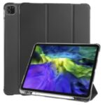 Tri-fold Stand Wake/Sleep Leather Tablet Shell with Pen Slot for iPad Pro 12.9-inch (2020)/(2018) – Black