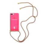 Shock-resistant TPU Phone Case with Textile Hanging Rope for iPhone 8 Plus / 7 Plus / 6 Plus 5.5-inch – Rose