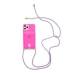 Shock-resistant TPU Phone Case with Textile Hanging Rope for iPhone 11 Pro Max 6.5-inch – Pink