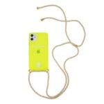 Shock-resistant Card Slot TPU Phone Case with Textile Hanging Rope for iPhone 11 6.1 inch – Yellow