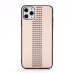 Rivet Style PU Leather Coated TPU PC Hybrid Case for iPhone 11 Pro 5.8 inch – Beige