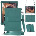 Shock Proof Silicone Tablet Protective Cover with PC Kickstand and Shoulder Strap for iPad 10.2 (2019) / iPad Air 10.5 inch (2019) – Green