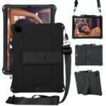 Shock Proof Silicone Tablet Protective Cover with PC Kickstand and Shoulder Strap for iPad Pro 11-inch (2020) – Black