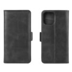 Double Magnetic Clasp Leather Wallet Mobile Case for iPhone 12 Max 6.1 inch – Black
