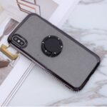 Glittery Powder Design Electroplating TPU Phone Case with Metal Kickstand [Built in Magnetic Metal Sheet] for iPhone X/XS 5.8-inch – Black