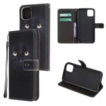 Printing Style Cross Skin Leather Protective Cover with Strap for iPhone 12 Pro 6.1 inch – Cat