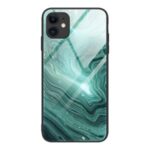 Marble Skin Tempered Glass Back + TPU Shell for iPhone 12 Pro Max 6.7 inch – Green Flow