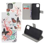 Pattern Printing Leather Wallet Case for iPhone 12 5.4 inch – Butterfly Circles