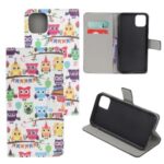 Pattern Printing Leather Wallet Case for iPhone 12 5.4 inch – Multiple Owls