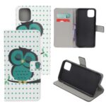 Pattern Printing Leather Wallet Case for iPhone 12 5.4 inch – Sleeping Owl on the Branch