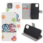 Pattern Printing Leather Wallet Case for iPhone 12 5.4 inch – Owls and Hearts