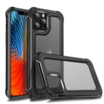 Carbon Fiber Texture PC + TPU Hybrid Case Protective Cover for iPhone 12 Max 6.1 inch/Pro 6.1 inch – Black