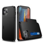 Slide Card Slot Plastic + TPU Hybrid Cover for iPhone 12 Pro Max 6.7 inch – Black