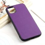 Stylish Skin Genuine Leather Coated PC + TPU Unique Case for	iPhone 12 Pro Max 6.7 inch – Purple