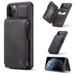 CASEME C20 Zipper Pocket Card Slots PU Leather Coated TPU Phone Case for iPhone 11 Pro 5.8 inch – Black