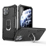 Rotatable Finger Ring Kickstand PC + TPU Hybrid Back Case for iPhone 11 Pro Max 6.5-inch – Black