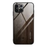 Wood Skin TPU+Tempered Glass Shell for iPhone 12 Pro Max 6.7 inch – Black