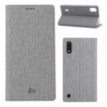 VILI DMX Style Cross Texture Card Slot Leather Unique Cover for Samsung Galaxy A01 – Grey