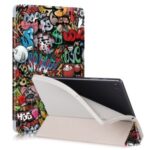 Pattern Printing Tri-fold Stand Leather Smart Case with Pen Slot for Samsung Galaxy Tab S6 Lite 10.4 P610 – Cartoon Graffiti