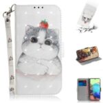 Light Spot Decor Pattern Printing Wallet Stand Leather Case with Strap for Samsung Galaxy A71 5G SM-A716 – Cute Cat