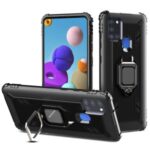 Finger Ring TPU Phone Cover Case with Magnetic Sheet for Samsung Galaxy A21s – Black