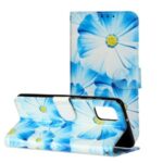 Pattern Printing Leather Wallet Cover Cell Phone Case for Samsung Galaxy A41 (Global Version) – Blue Flower