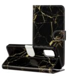 Pattern Printing Wallet Leather Protector Cover for Samsung Galaxy A31 – Black Marble